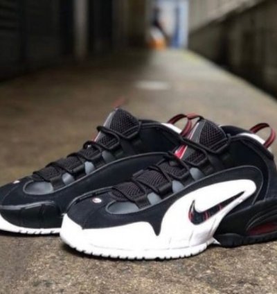 Nik E Air Max Penny Black White Red Basketball Sneakers