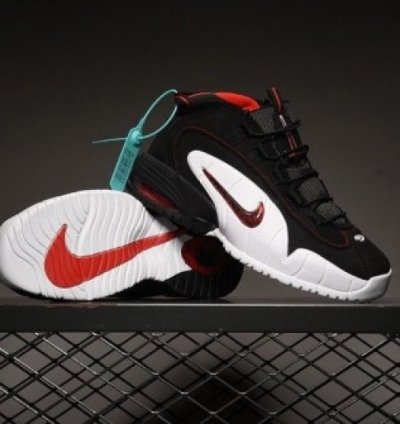 Nik E Air Max Penny Black White Red Basketball Sneakers