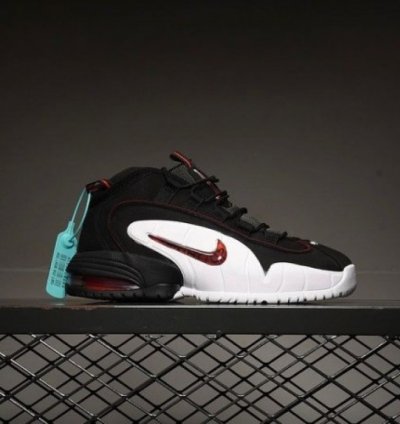 Nik E Air Max Penny Black White Red Basketball Sneakers