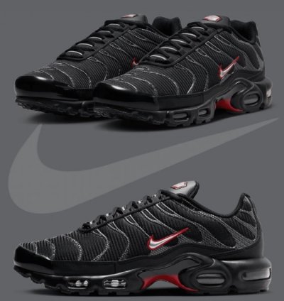 Nik E Air Max Plus Black Silver Running Shoes