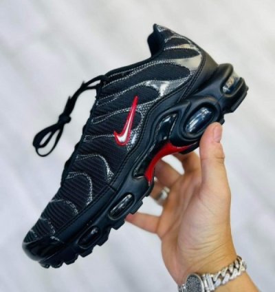 Nik E Air Max Plus Black Silver Running Shoes
