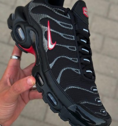 Nik E Air Max Plus Black Silver Running Shoes