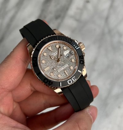 Rolex Yacht-master 40 Rose Gold Oysterflex Pave Diamond Dial Bnib 2024