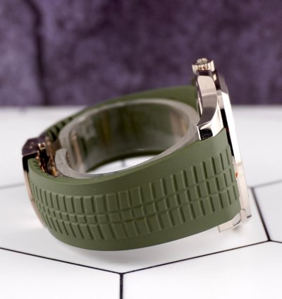 Patek Philippe Aquanaut Jumbo 18k White Gold Khaki Green Men Watch 5168g-010