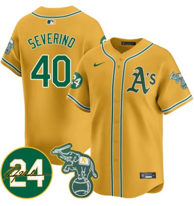 Luis Severino Jersey 40 Oakland Athletics 2025 Rickey Henderson Memorial Stitched Yellow