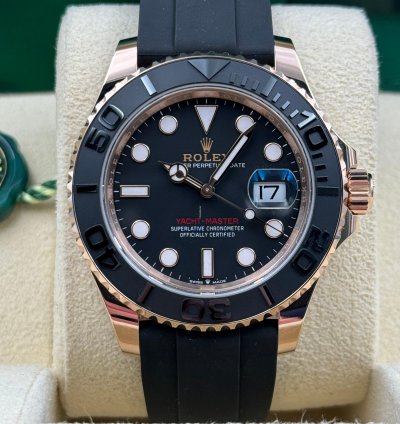 Rolex Yacht-master 40 Unworn Yacht-master 40mm Black Dial Rose Gold Oysterflex 126655 Box Papers 2024