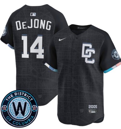 Paul Dejong Jersey 14 Washington Nationals 2025 City Connect Premier Limited Stitched Navy