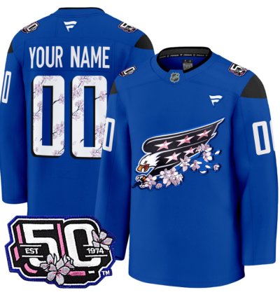 Men Custom Washington Capitals Jersey 50th Anniversary V2 Cherry Blossom