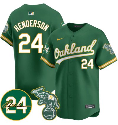 Ricky Henderson Jersey 24 Oakland Athletics 2025 Rickey Henderson Memorial Stitched Green
