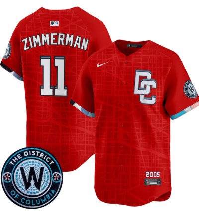 Ryan Zimmerman Jersey 11 Washington Nationals 2025 City Connect Premier Limited Stitched Red