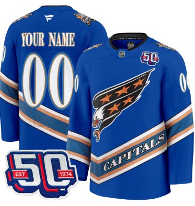 Mens Custom Washington Capitals Jersey Eagle Alternate 50th Anniversary Royal