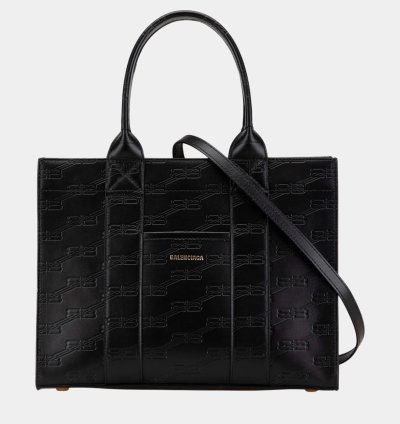 Balenciaga Black Bb Monogram Leather Hard 2 0 Tote Bag