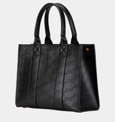 Balenciaga Black Bb Monogram Leather Hard 2 0 Tote Bag