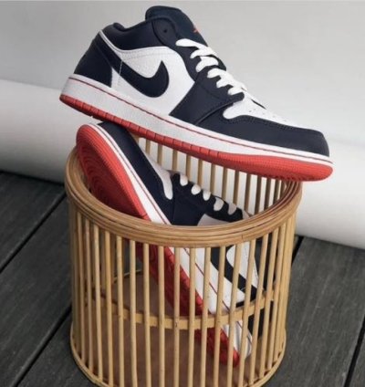 Nik E Jordan 1 Low Obsidian Ember Sneakers