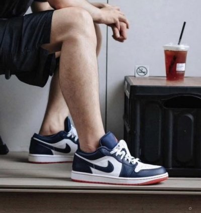 Nik E Jordan 1 Low Obsidian Ember Sneakers