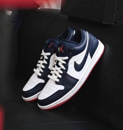 Nik E Jordan 1 Low Obsidian Ember Sneakers