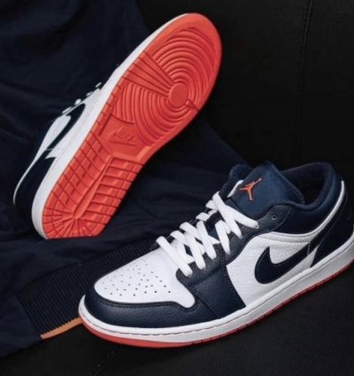 Nik E Jordan 1 Low Obsidian Ember Sneakers