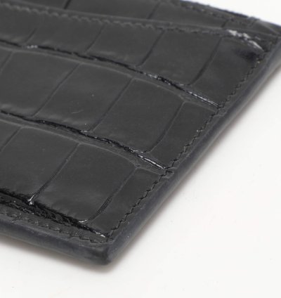 Balenciaga Black Croc Embossed Leather Hourglass Card Holder