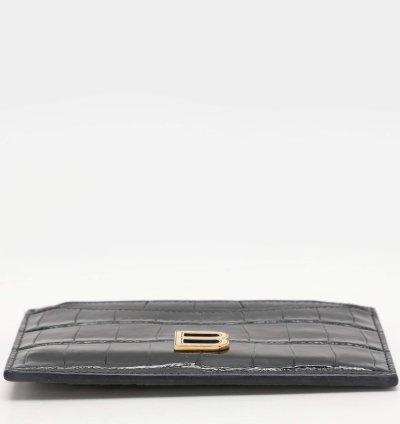 Balenciaga Black Croc Embossed Leather Hourglass Card Holder