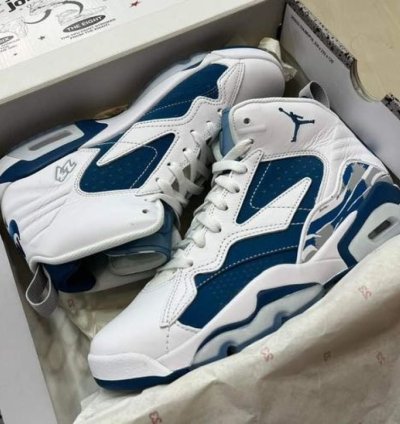 Nik E Jordan Jumpman Mvp 678 White Industrial Blue Basketball Sneakers