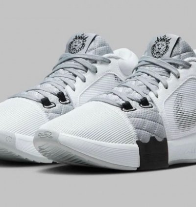 Nik E Lebron Witness 8 White Silver Basketball Sneakers