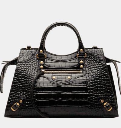 Balenciaga Black Embossed Leather Neo Classic Shoulder Bag