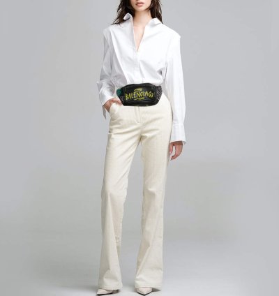 Balenciaga Black Graffiti Print Leather Logo Belt Bag