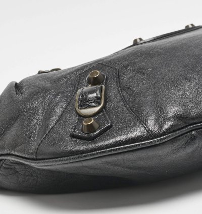 Balenciaga Black Leather Classic Hardware Oval Clutch