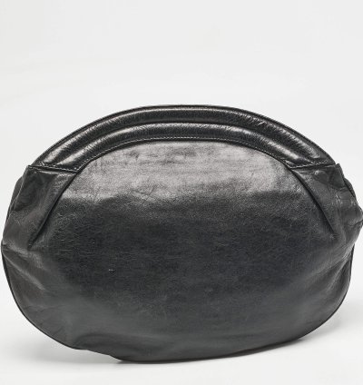 Balenciaga Black Leather Classic Hardware Oval Clutch