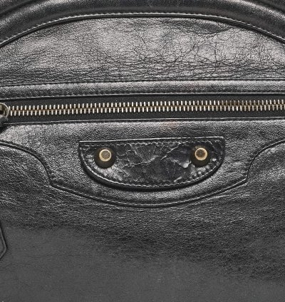 Balenciaga Black Leather Classic Hardware Oval Clutch