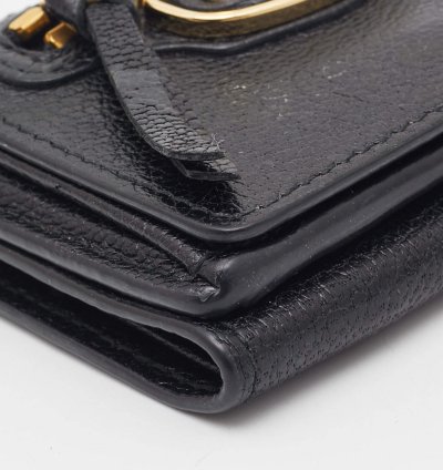 Balenciaga Black Leather Classic Metallic Edge Trifold Wallet