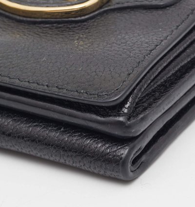 Balenciaga Black Leather Classic Metallic Edge Trifold Wallet