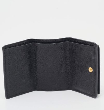 Balenciaga Black Leather Classic Metallic Edge Trifold Wallet