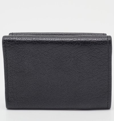 Balenciaga Black Leather Classic Metallic Edge Trifold Wallet