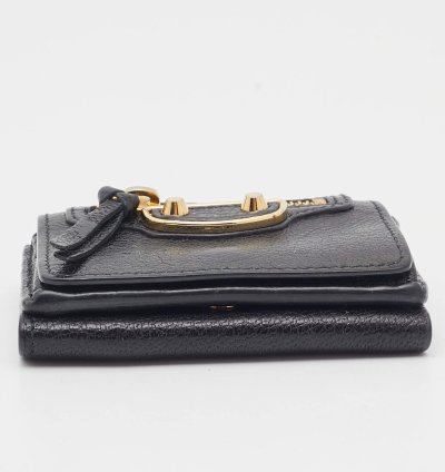 Balenciaga Black Leather Classic Metallic Edge Trifold Wallet