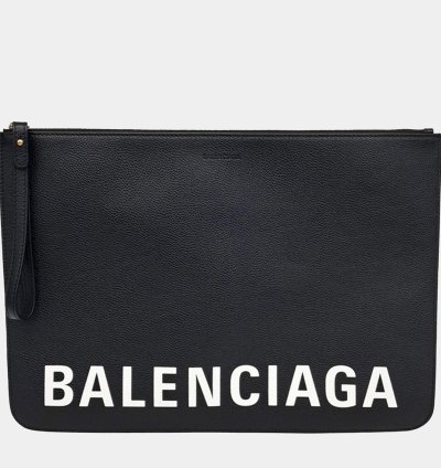 Balenciaga Black Leather Clutch