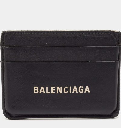 Balenciaga Black Leather Logo Card Holder