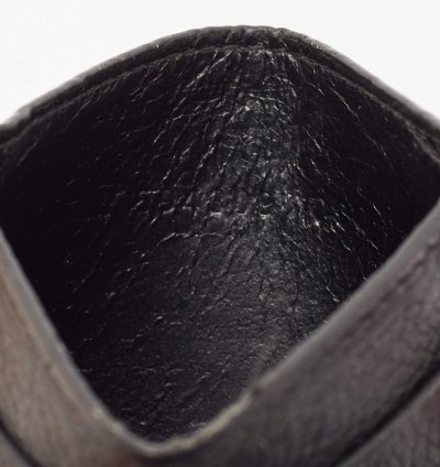 Balenciaga Black Leather Logo Print Card Case