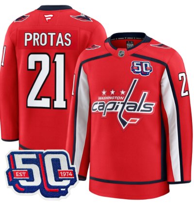 Men Aliaksei Protas Jersey 21 Washington Capitals 50th Anniversary Red