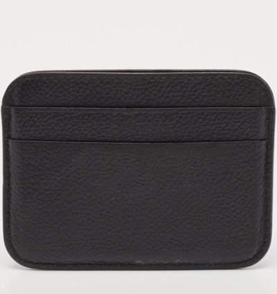 Balenciaga Black Leather Logo Print Card Holder