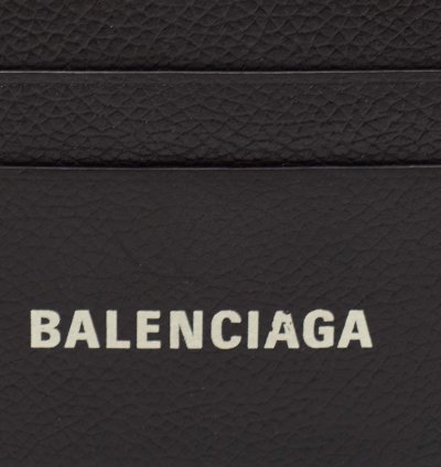Balenciaga Black Leather Logo Print Card Holder