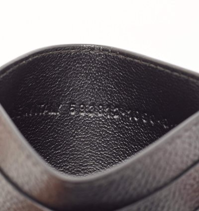 Balenciaga Black Leather Logo Print Card Holder