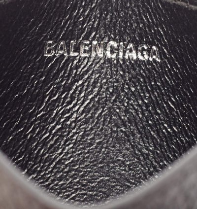 Balenciaga Black Leather Logo Print Card Holder