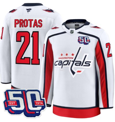 Men Aliaksei Protas Jersey 21 Washington Capitals 50th Anniversary White