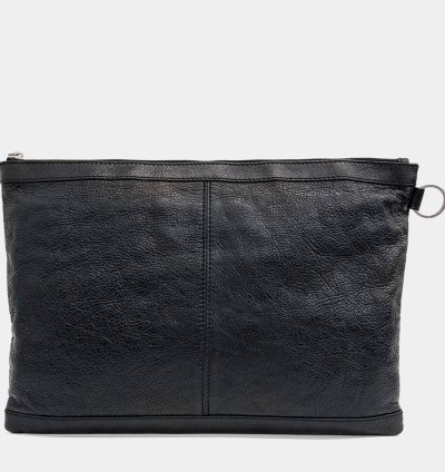Balenciaga Black Leather Motor Clip Clutch Bag