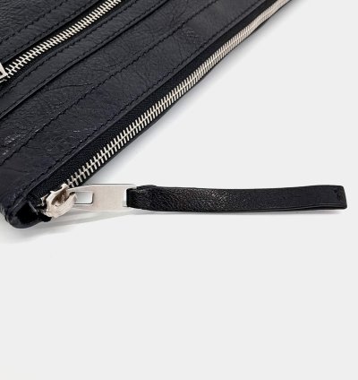 Balenciaga Black Leather Motor Clip Clutch Bag