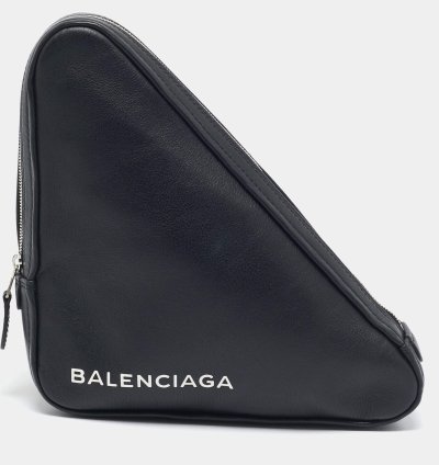 Balenciaga Black Leather Triangle Pouch