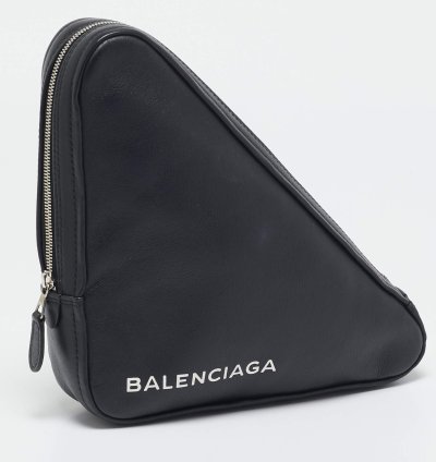 Balenciaga Black Leather Triangle Pouch