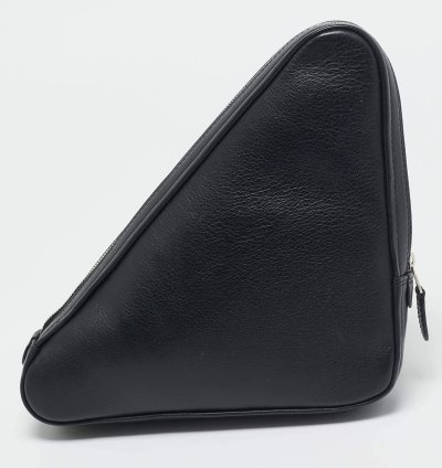 Balenciaga Black Leather Triangle Pouch