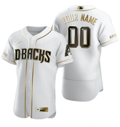 Arizona Diamondbacks Custom White Stitched Mlb Flex Base Golden Edition Jersey